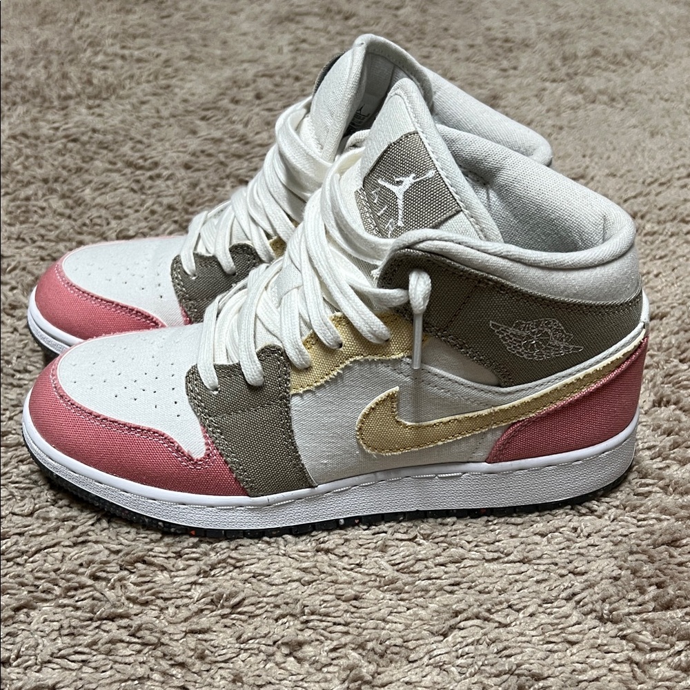 Nike Kids Sneakers in Pink, Tan, and Cream